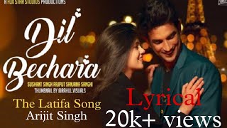 The Latifa song||Arijit singh,shashaa Tirupati||Dil bechara||Last movie of shushant singh rajput||