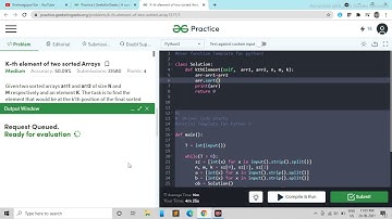 K-th element of two sorted array | GeekforGeeks Problem of the Day | #100daysofcode
