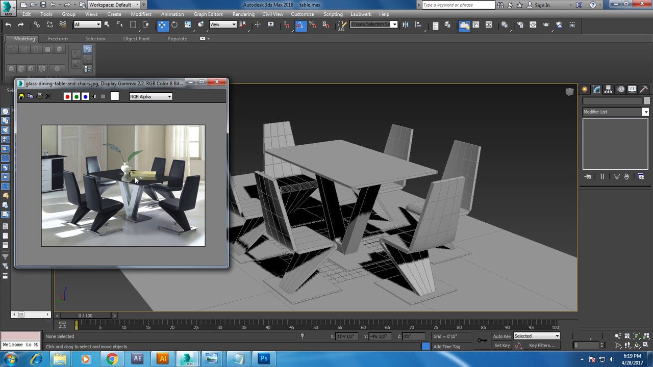 Tutorial On Modeling A Stylish Dinning Table And Chair In 3dsmax Youtube