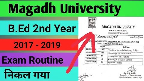 Magadh University B.Ed 2nd Year Exam Routine