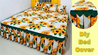Simple Pleated Bed Cover | How To Sew Bedsheet | Sunflower Inspired Bedsheet | Beginners Friendly