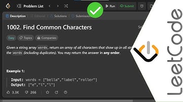 1002. Finding Common Characters | Leetcode Problem | Time Complexity = O(1)