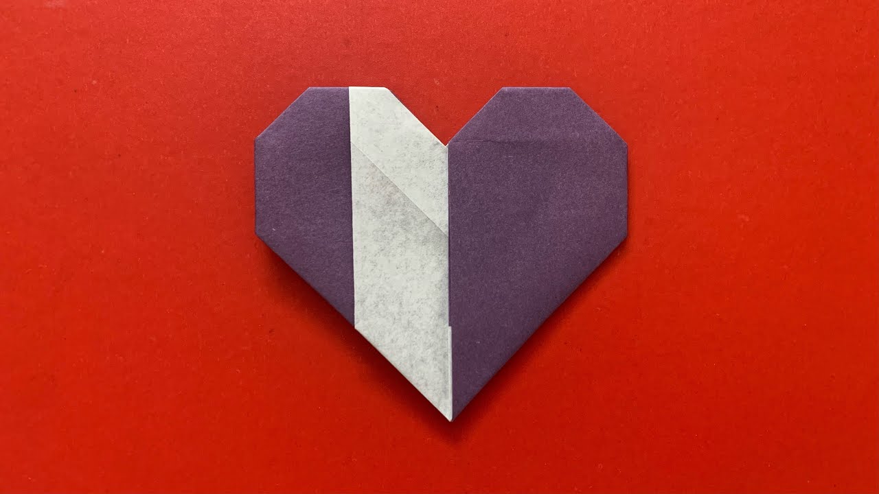 How To Make Left Striped Heart - Origami Heart Easy - YouTube