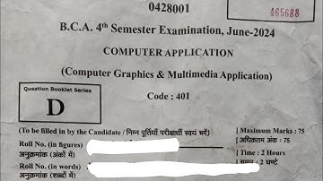 bca 4th semester computer graphics & multimedia application mcq 2024 #maashakumbhariuniversit #bca