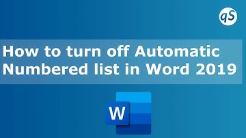 How to turn off Automatic Numbered list in Word 2019