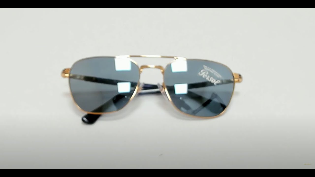 Persol Sunglasses Model-  2494-S Color-1141/56 Gold-Blue/Light Blue Lenses