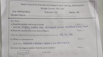 class - 6th Mathematics|| Bridge course PreTest||English and semi English||Setuabhyaskram