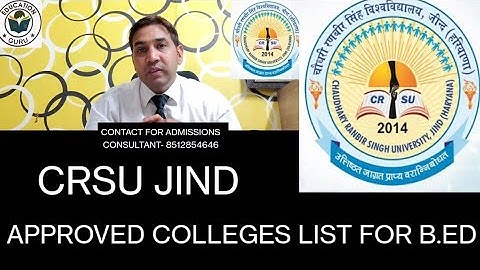 CRSU JIND AFFILIATED B.ED COLLEGE LIST/Chaudhary Ranbir Singh University Jind Approved colleges list