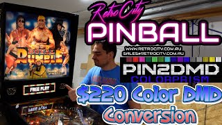 PIN2DMD ColorDmd from RetroCity Pinball Installed on a WWF Data East Royal Rumble