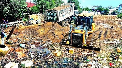 Amazing Updates Action!! Fill Land Huge Size, Delete Garbage Dump By Skill Dozer Shantui Clear Trash