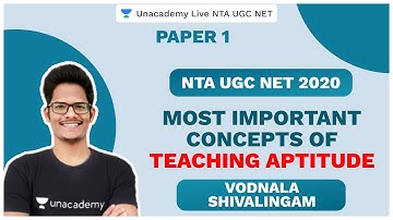 NTA UGC NET SEP 2020 | Most Important Concepts of Teaching Aptitude | Paper 1 | Vodnala | Unacademy