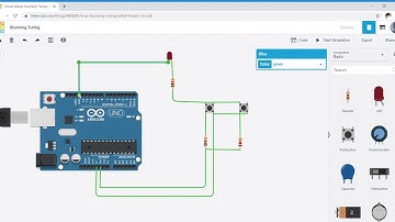 Circuit Design to blink an led using two push buttons using Tinkercad #Tinkecard