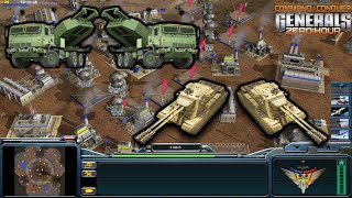 "Paladin Overload + Himars Heavy Rocket Launcher" USA Land 2 vs 4 Hard Army | C&C Generals ZH Mod screenshot 5