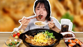 Mukbang)SUB/Cc/large bowl of noodles/ASMR eating video