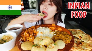 INDIAN FOOD MUKBANG 먹방 PaniPuri, Aloo Gobi, Chicken Tikka Masala, Chicken Saag, Baingan Bharta