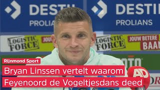 Bryan Linssen licht de Vogeltjesdans toe bij Willem II-Feyenoord (0-4)