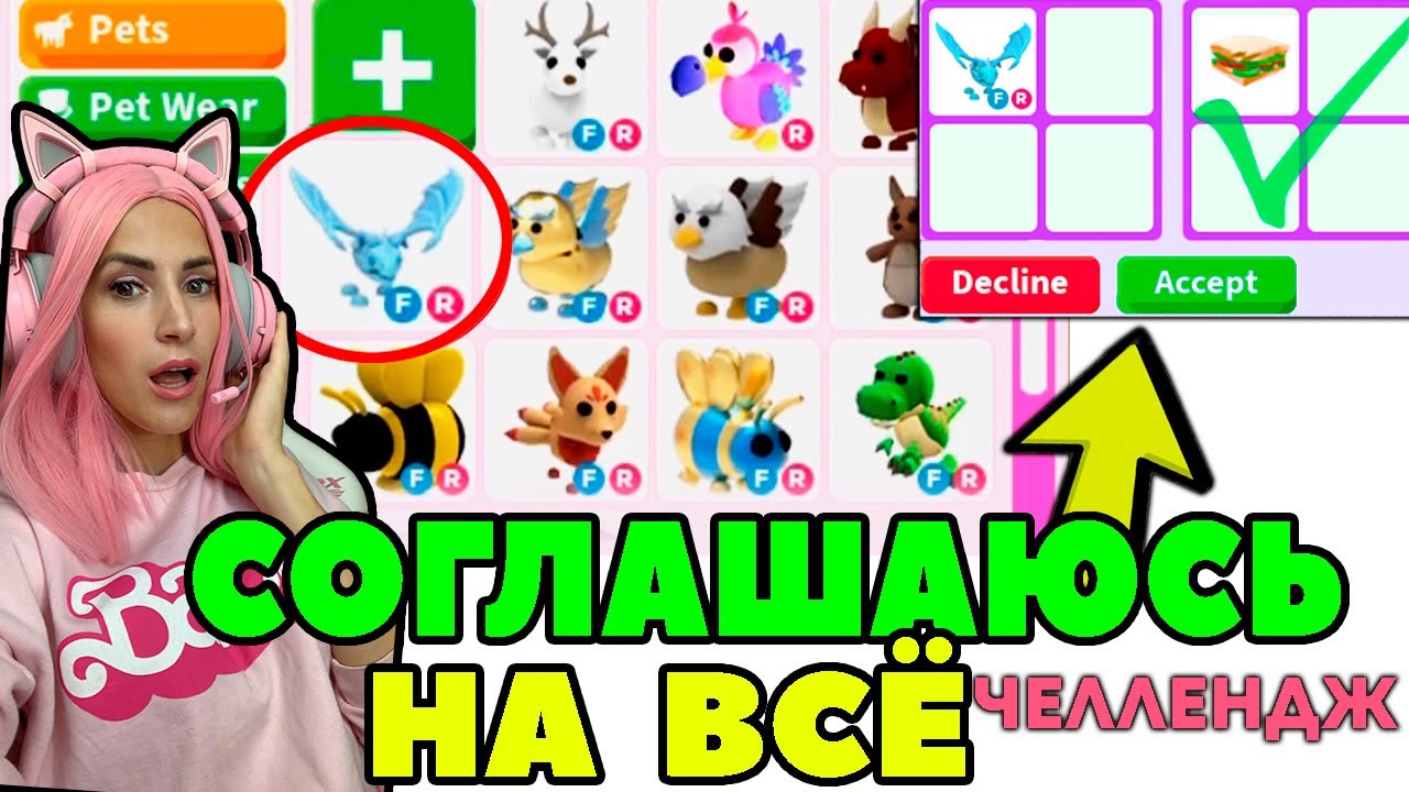 Челлендж СОГЛАШАЮСЬ НА ВСЕ ТРЕЙДЫ в Adopt Me серия №3 |  Адопт ми РОБЛОКС!