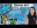 I collected stones and made this   stone art amazing diy craft from pebbles