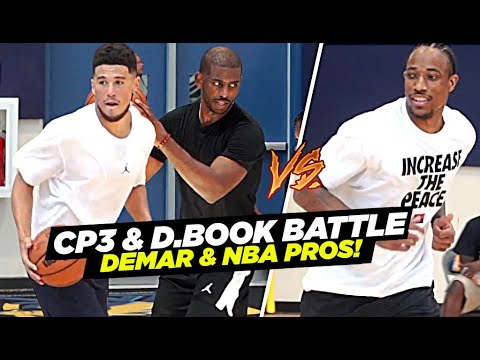 Chris Paul & Devin Booker GO AT IT vs DeMar DeRozan & NBA Pros at CP3 Elite Guard Camp!
