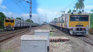 Amazing Train Crossing, Howrah Pundooah Local Train Meet Memari Howrah Galloping Local Train
