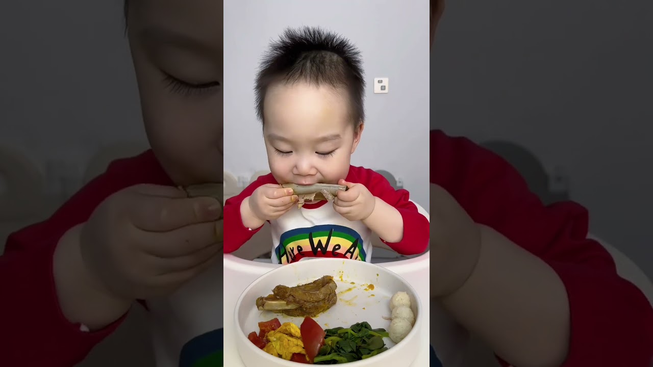 Immersive eating for human cubs#Baby eating#Eating independently#Cute little foodie#Ganfan