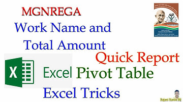 MGNREGA Work Name & Amount total in Excel without any formula || Advanced Pivot table in MGNREGA
