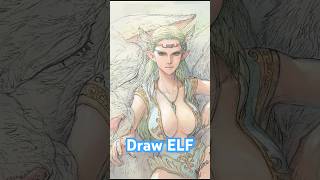 Drawing ELF: Line to Color | 엘프 그리기: 선화와 채색 | エルフを描く：線画と彩色 #ggumedraw #elf #shorts