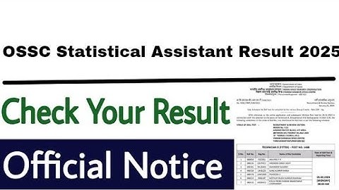 OSSC Statistical Assistant Result 2025 | Cut Off Marks