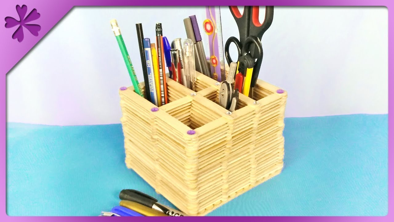 Diy How To Make Desk Organizer Out Of Ice Cream Sticks Eng