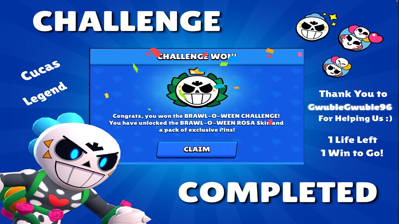 Brawl-O-Ween Challenge COMPLETED! | Brawl Stars | First Ever Rosa Skin!!!