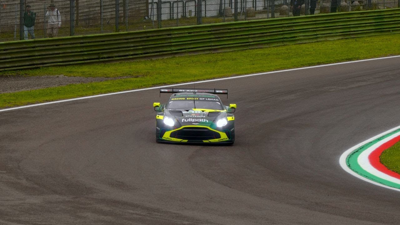 Aston Martin Vantage AMR LMGT3 racing at Imola circuit
