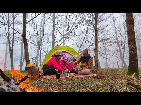 Çocuklarla Siste Kamp - ASMR - Not Solo Camping in the Mist