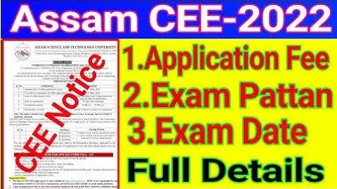 Assam Cee  exam 2022 online apply ,Exam Date Full Details vedio