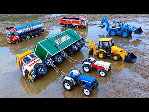 BharatBenz Dumper Container Accident Pulling Out 2 Tractor Jcb 3dx | Tractor Video | Jcb Cartoon
