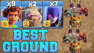 Best Th16 Attack Strategy Root Rider Golem Witch !! 2 Golem + 9 Root Rider + 7 Witch Clash OF Clans