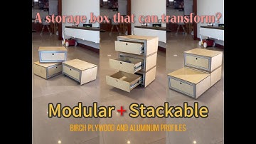 Modular, stackable, movable coffee table; birch plywood and aluminum profiles; simple to manufacture