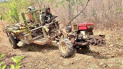 Xe công nông 2 cầu chở chuối lên dốc dừng giữa núi cực nguy hiểm và cái kết