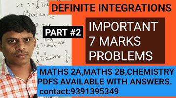 DEFINITE INTEGRATIONS /IMPORTANT 7 MARKS QUESTIONS/INTER SECOND YEAR MATHS 2B /PART #2