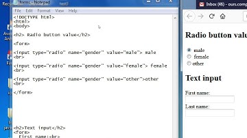 simple html form input type radio button in telugu with tags, notepad lesson: 21 (part-4))