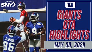 Daniel Jones throws, Malik Nabers & Darius Slayton catch passes at Giants OTAs | Highlights | SNY