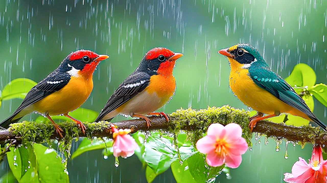 Умиротворяющие звуки птиц в сопровождении нежного дождя 🌧️🐦 Спокойная обстановка для расслабления...