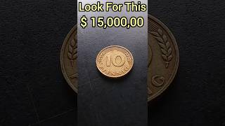 Dont Spend 15,000,00 Very Rare Error Coin Germany 10 Pfennig Worth Money