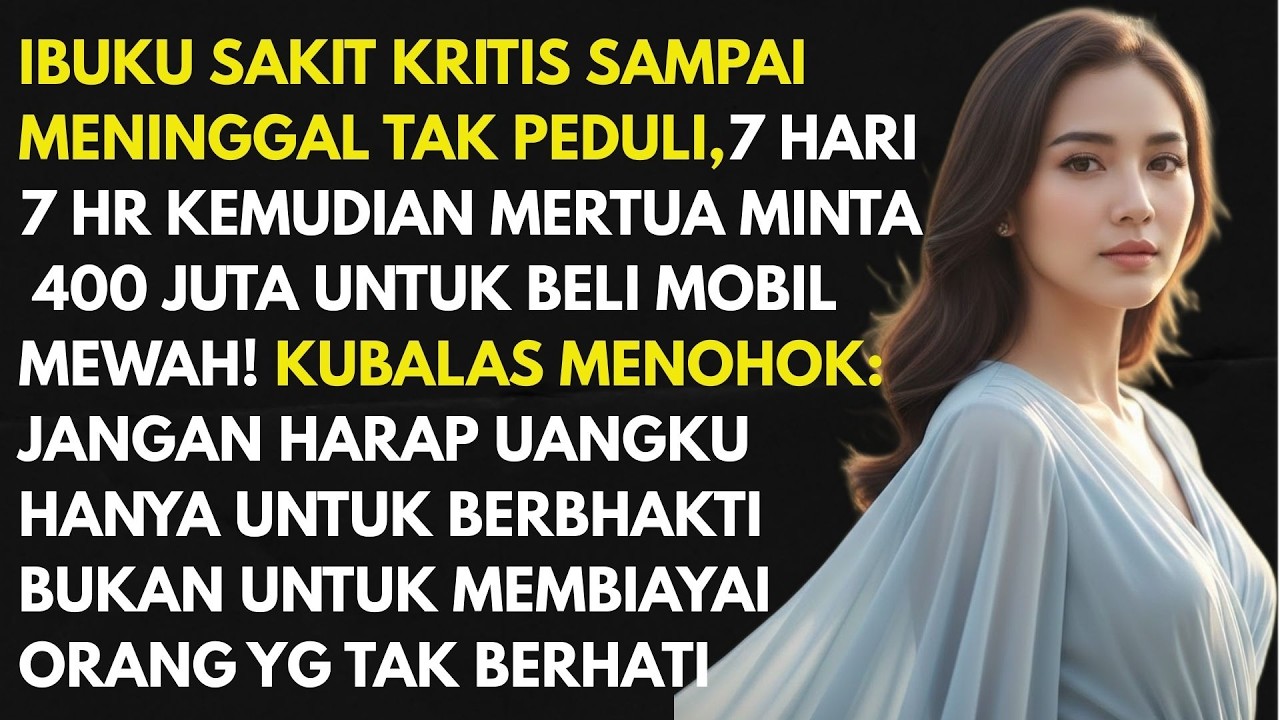 Ibuku Kritis Tak Di Bezuk, 7 Hari Kemudian Mertua Minta Uang 450 Juta Untuk  Beli Mobil! Kujawab...