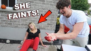 I Sliced My Hand Off! MEANEST PRANK EVER - SHE FAINTS!