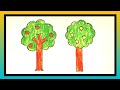 easy tree drawing step by step|tree drawing|mango tree drawing|apple tree drawing easy