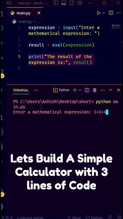 Eval Function in python | Build a simple calculator in just 3 lines # ...
