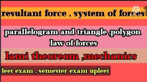leet exam mechanics ,lami theoreom law of forces , system of forces ,upleet  engineering mechanics