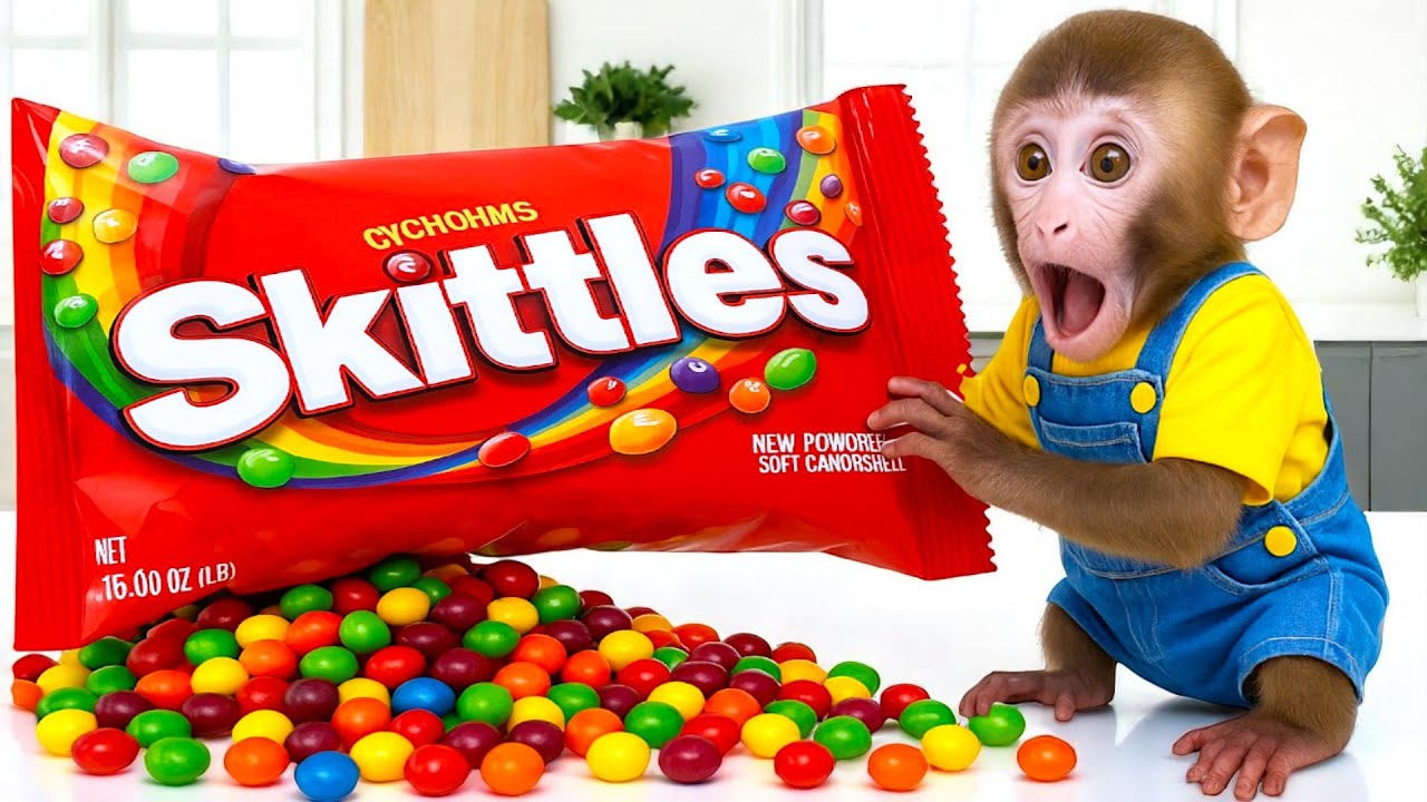 Monkey YoYo Comes in a Mystery Box, Colorful Ice Creams Come Out and Eats It