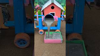 🔥 Mini Tractor Filling Concrete Mold Perfectly 🚜 | ASMR Construction #Shorts