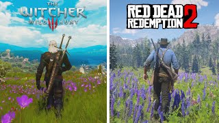 The Witcher 3 Next Gen vs Red Dead Redemption 2 - Details And Physics Comparison